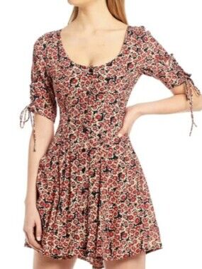 Free People Laced Up Floral Mini Dress